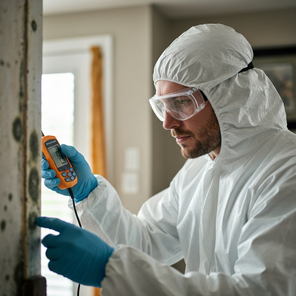 Professional inspecting mold damage