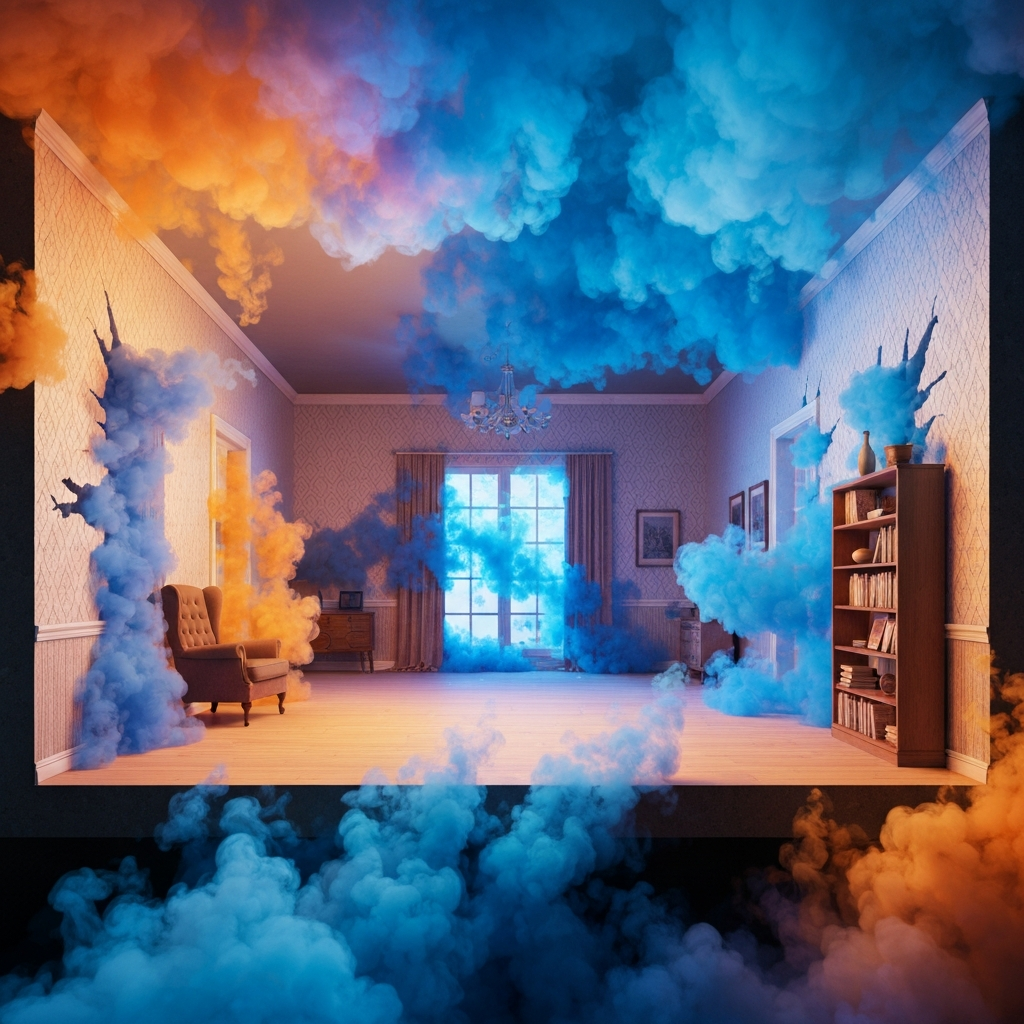 Smoke particles entering home surfaces