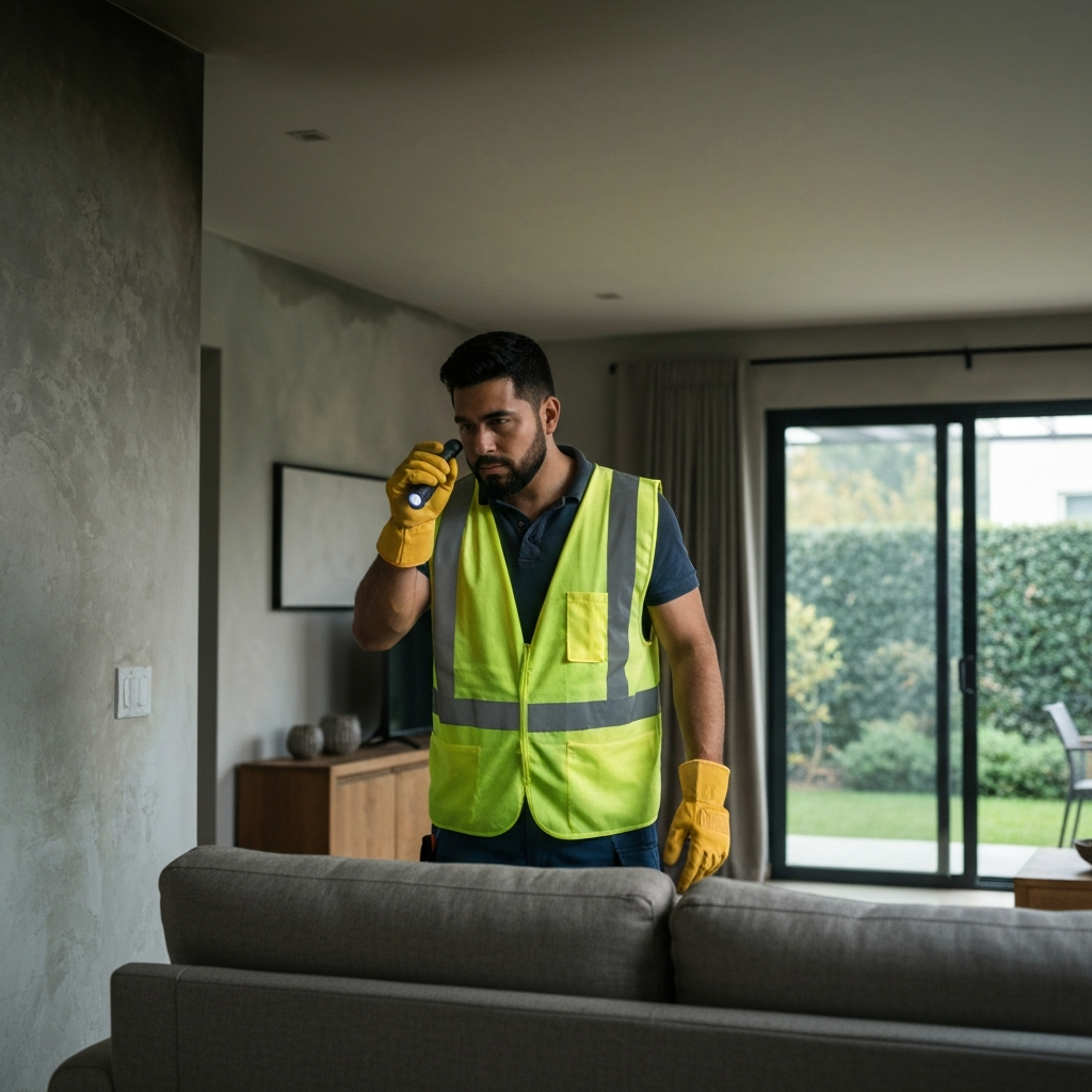 Technician inspecting smoke damage
