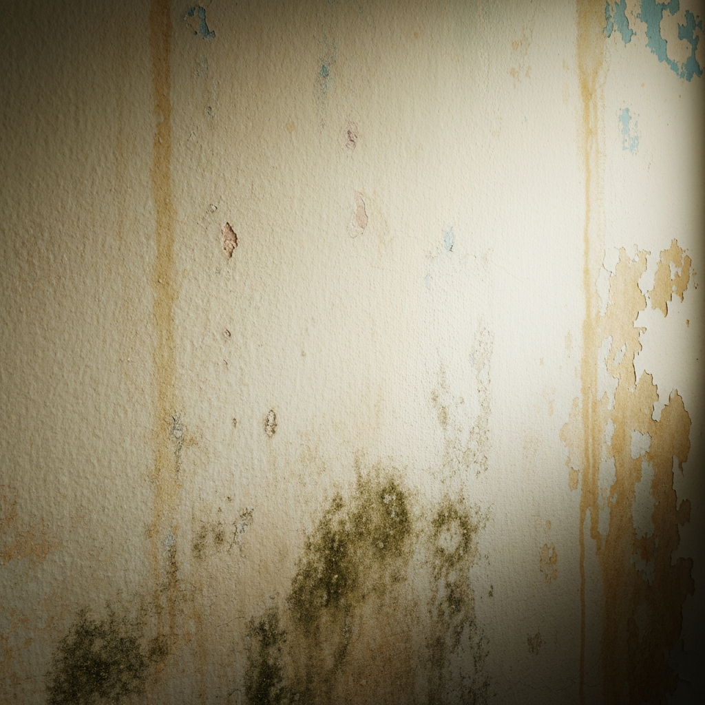 Wall with peeling paint and stains