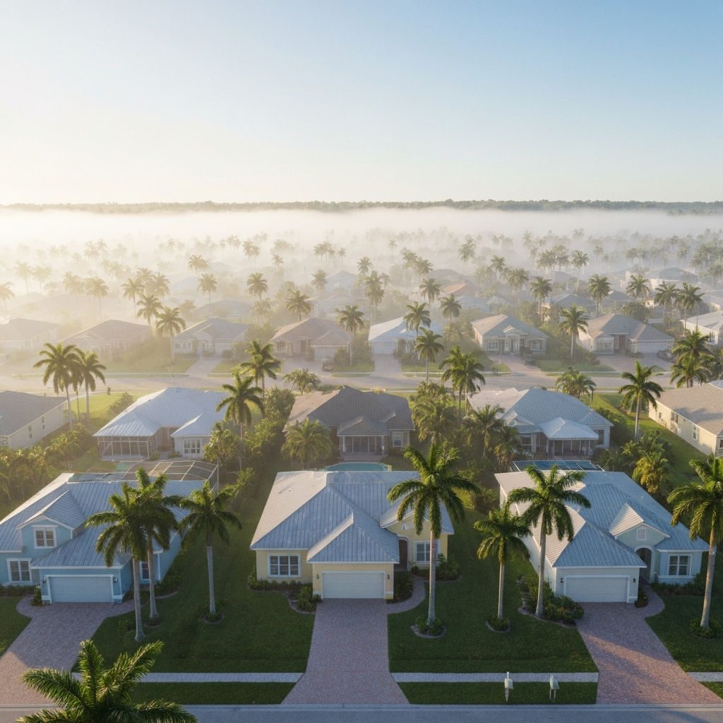 Humid Florida neighborhood view