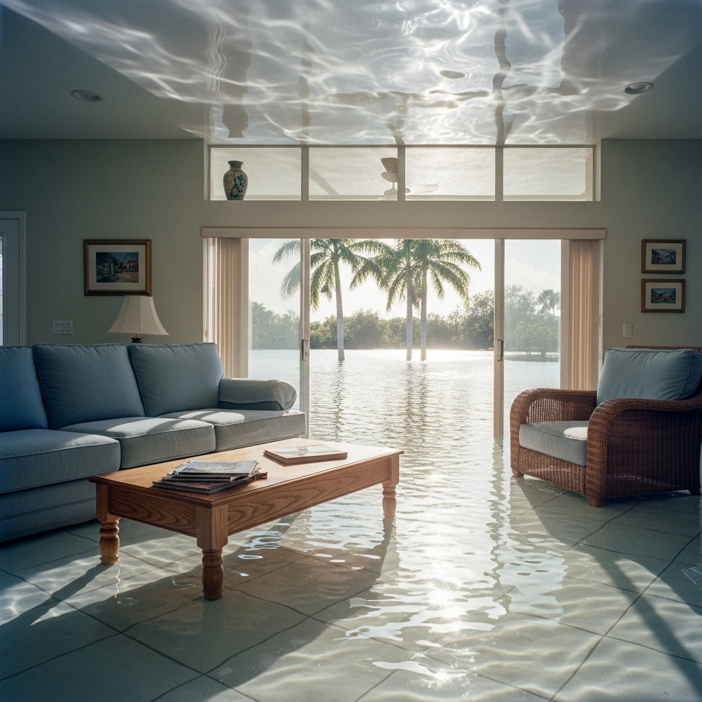 Flooded Florida living room