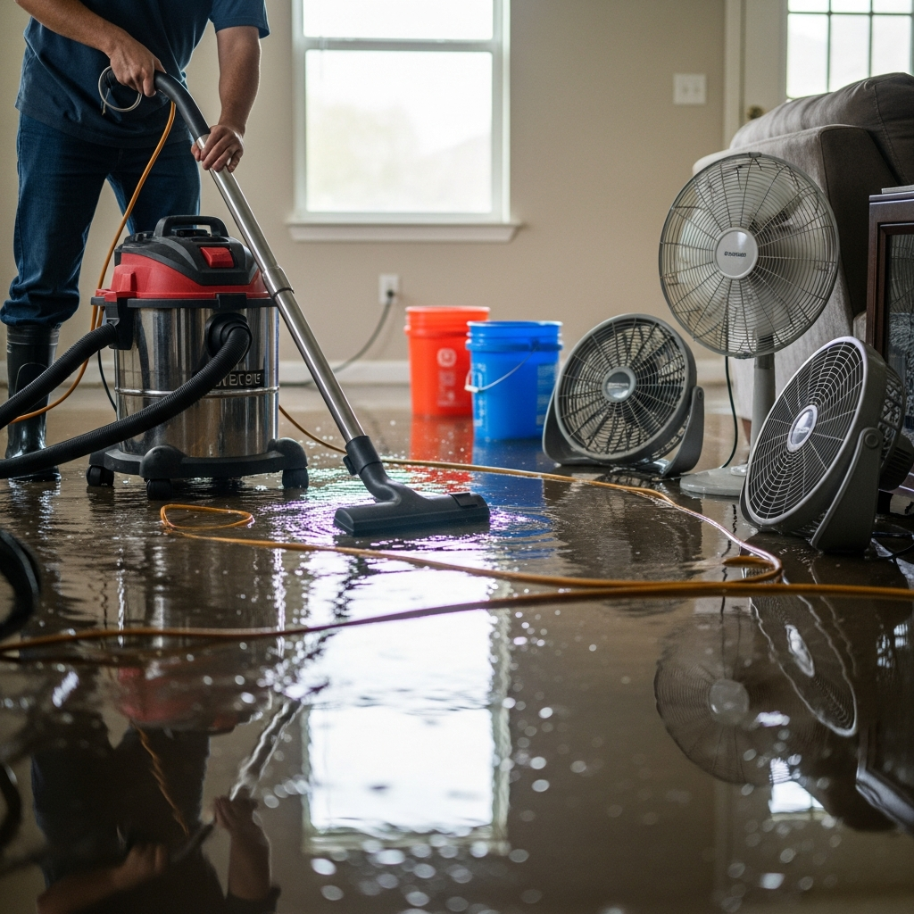 Drying flooded Tampa home interior