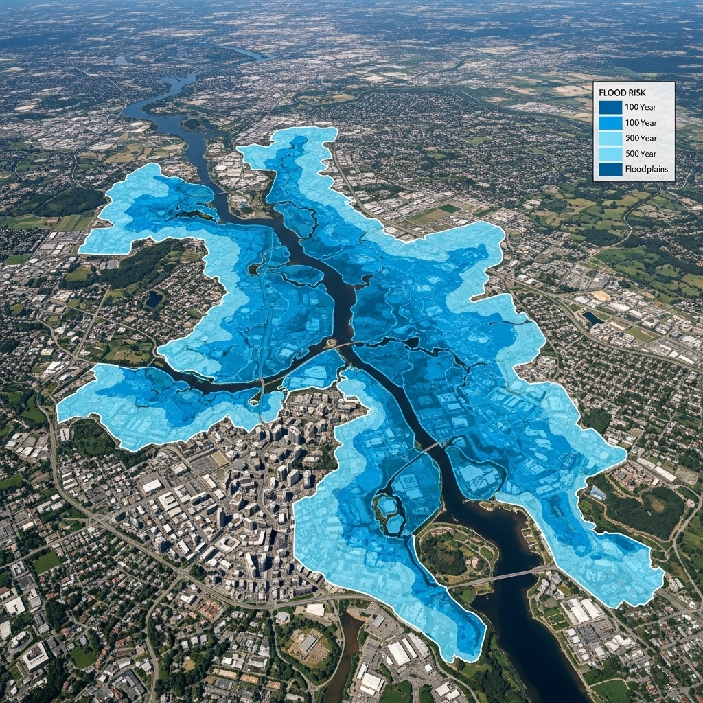 Aerial flood zone map of Tampa Bay